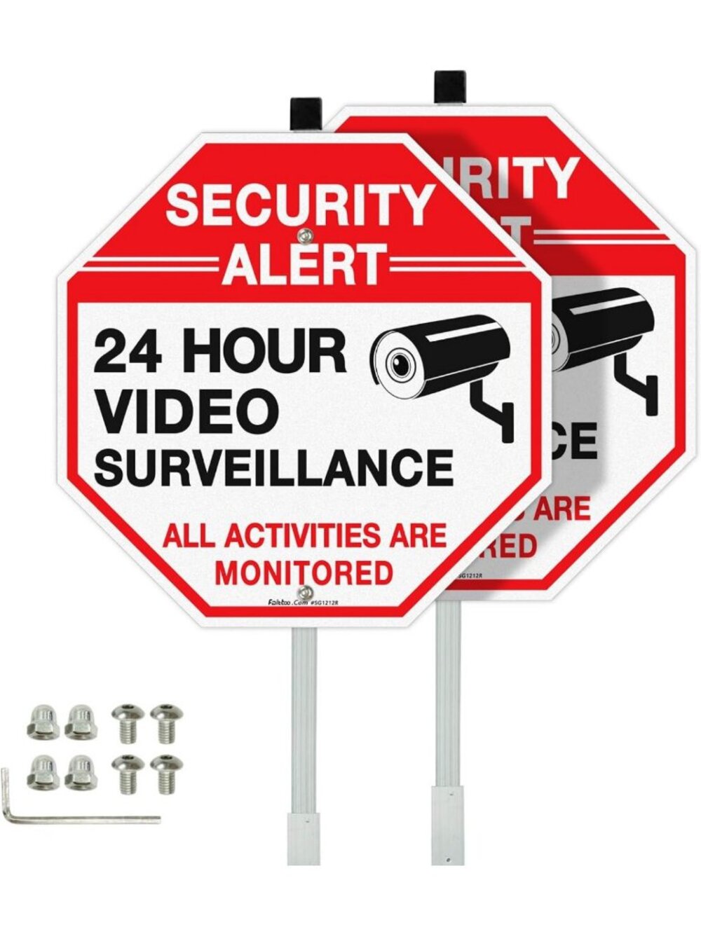Video Surveillance Security Sign with 36" Stake - Durable & Weatherproof 12"x12